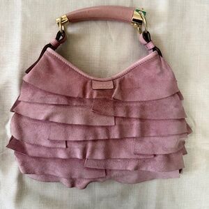 Yves Saint Laurent YSL Mombasa St Tropez Pink Suede Horn Handle Bag Tom Ford